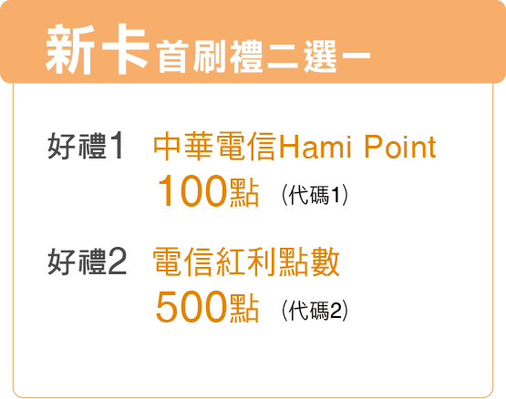 新卡好禮Hami Point100點