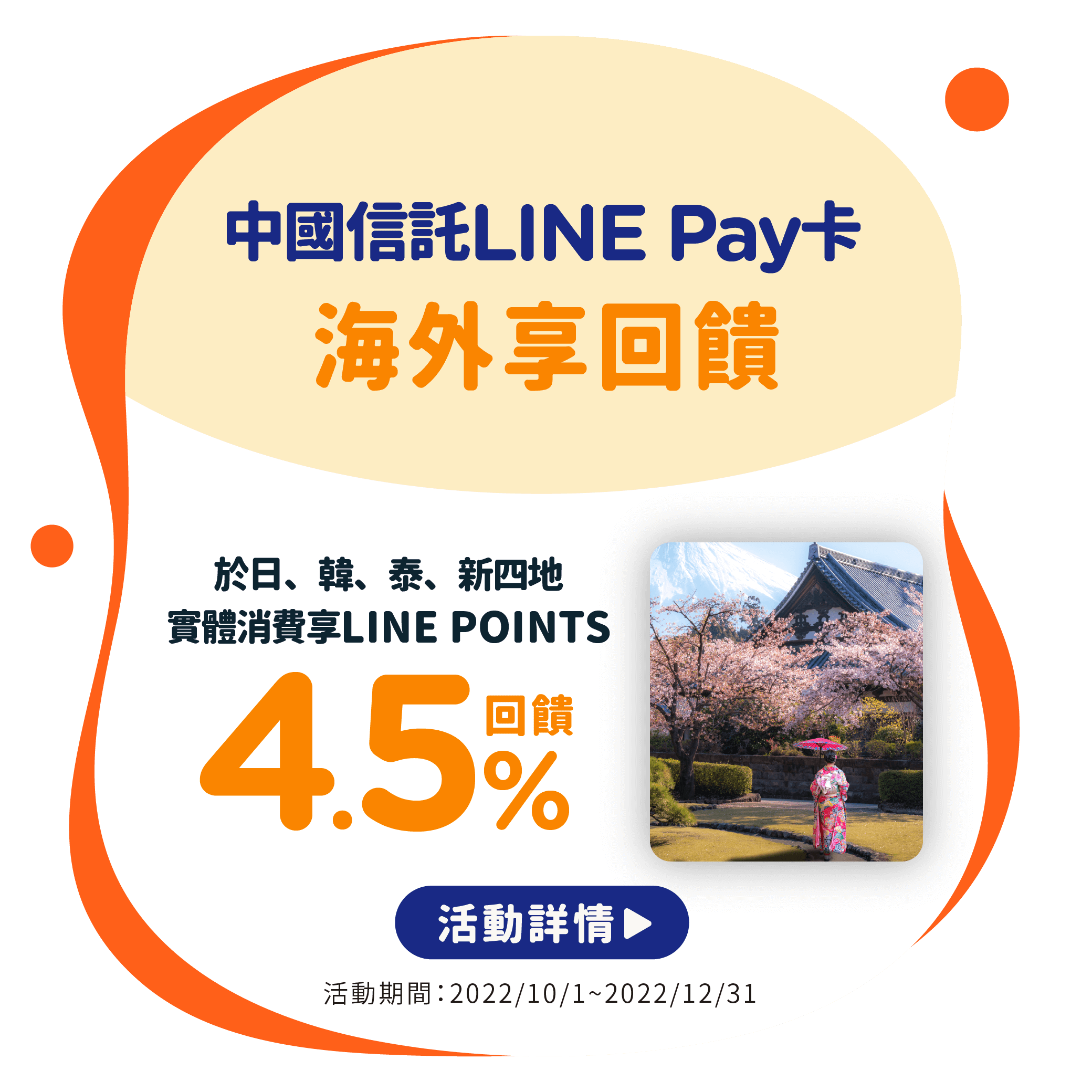中國信託LINE Pay卡主打特店：海外消費