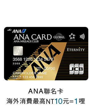 信用卡優惠，ANA聯名卡海外消費最高10元=1哩